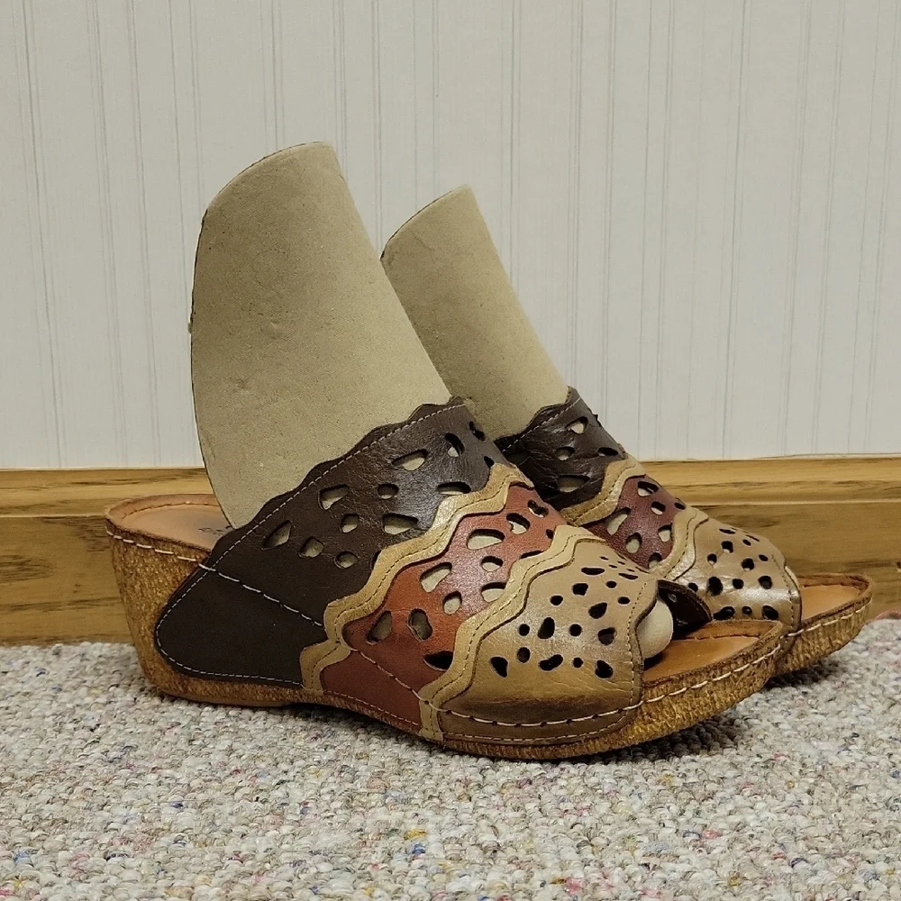 Spring Step Footy Slide Multicolor Wedge Sandals 36. US 5.5-6 New summer
